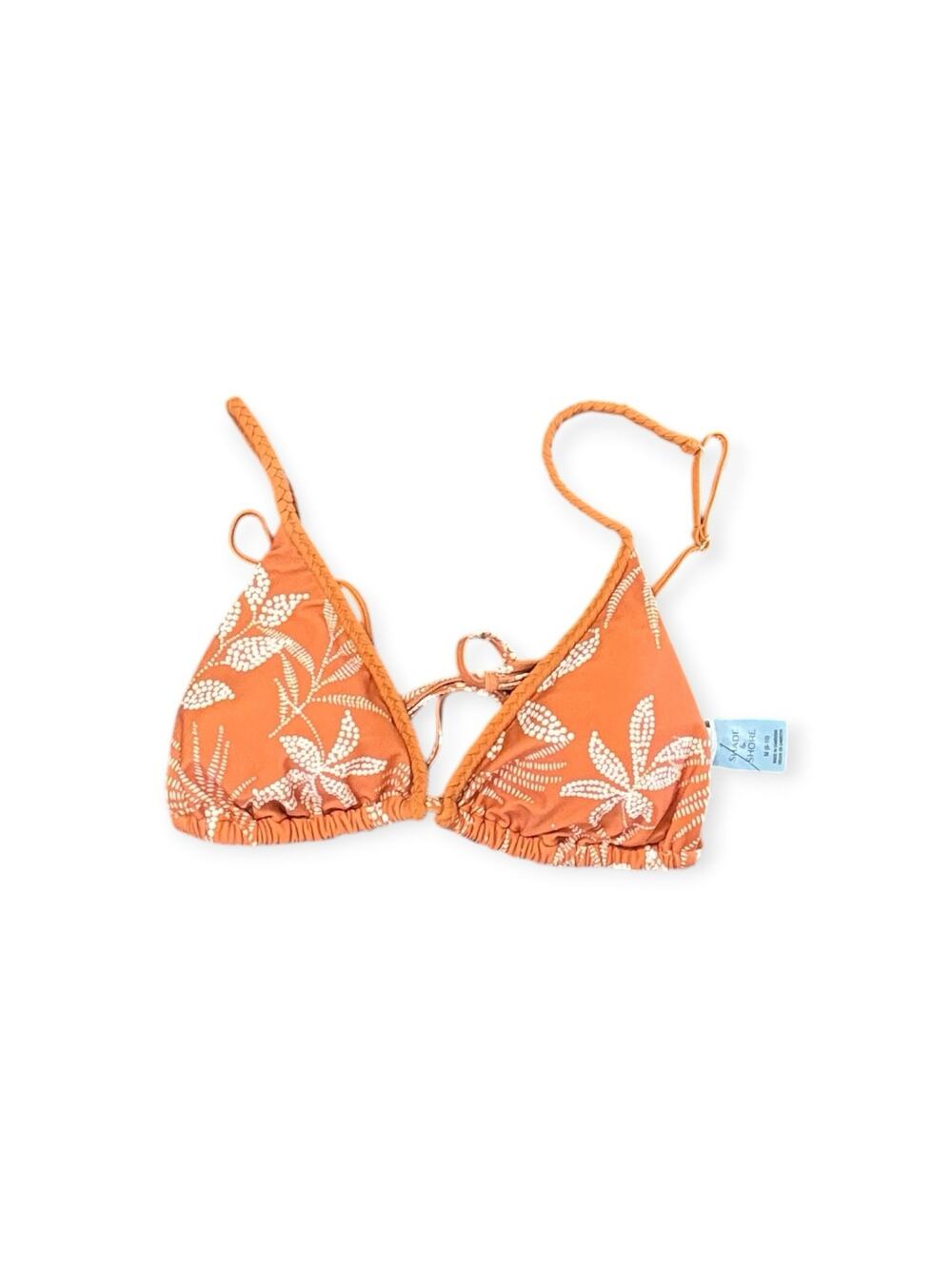 NWT Shade & Shore Brown Printed Triangle Bikini Top Size Medium